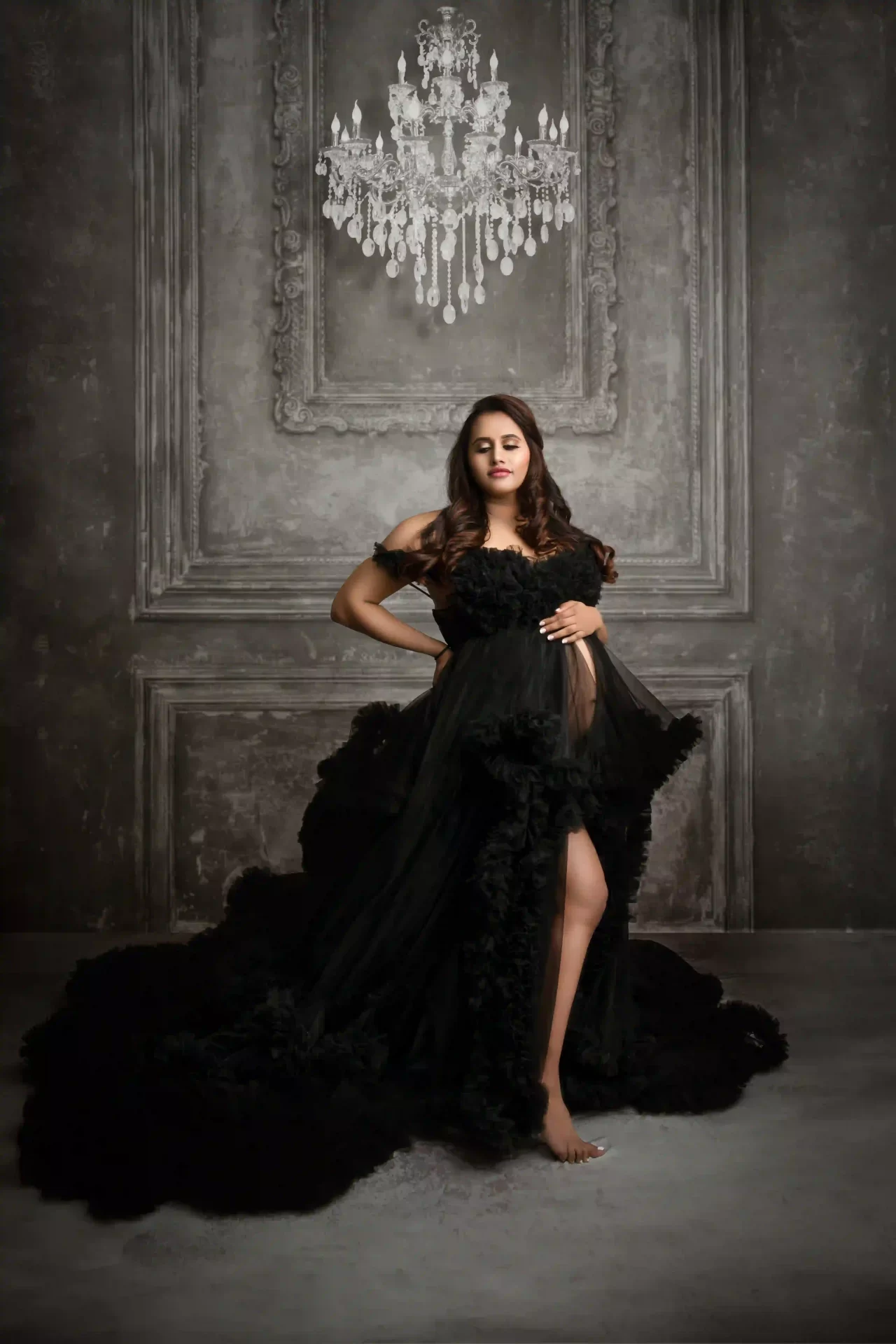 V Neck Full Ruffles Cloud Maternity Dress V Neck Full Ruffles Cloud Maternity Dress