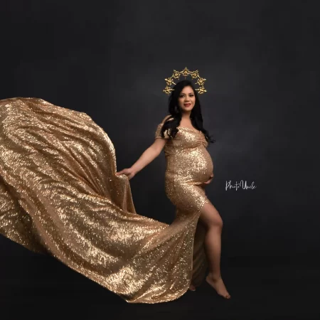Radiant Off-Shoulder Long Maternity Photography Dress