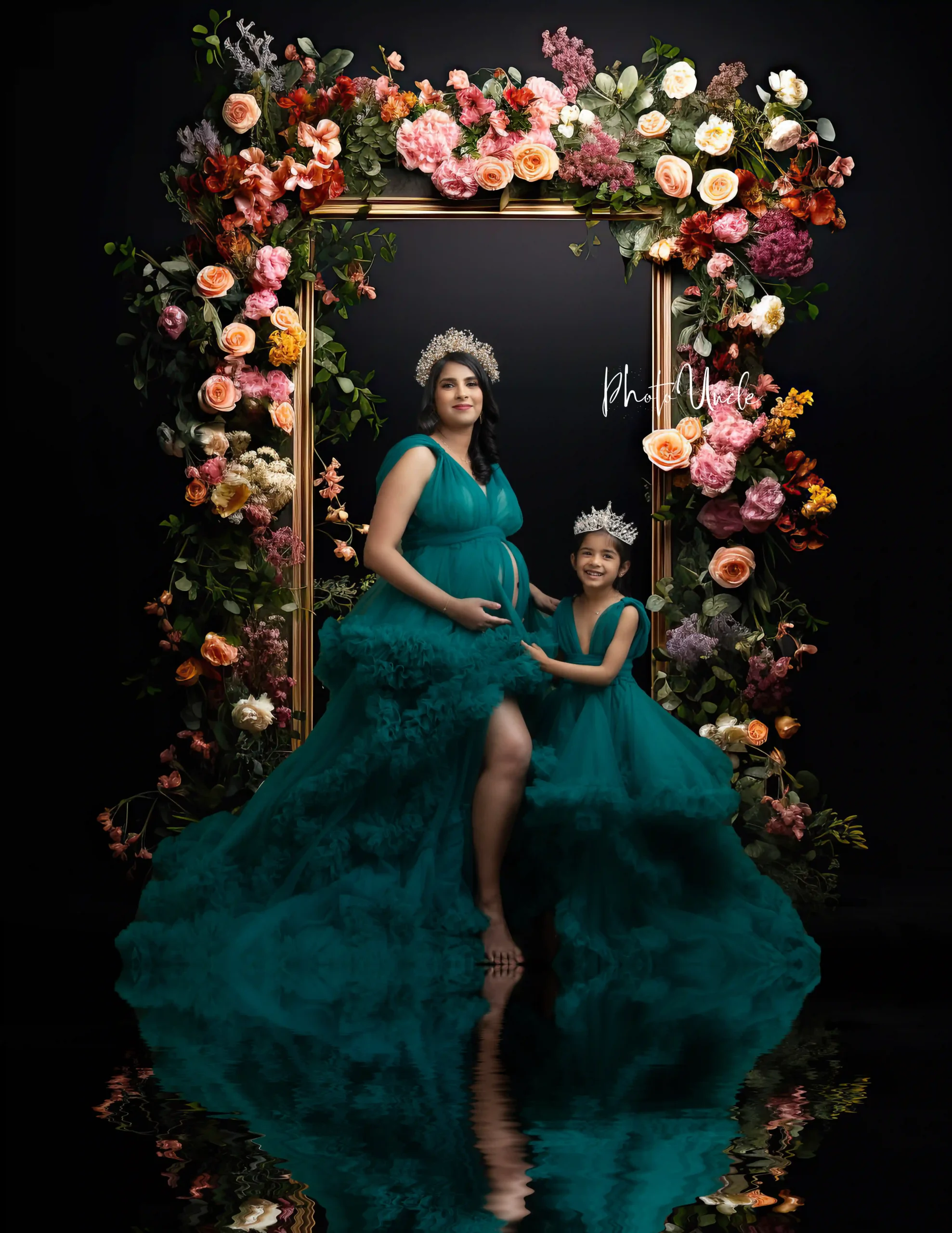 Jade Green Natural Beauty Robe Mommy and Me Dress Set for Photoshoots