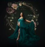 green emerald velvet dress Green Velvet Maternity Gown for Babyshower – loveangeldress main image 0