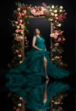 green emerald velvet dress Angel Maternity Cara Emerald Green Maternity Dress main image 1