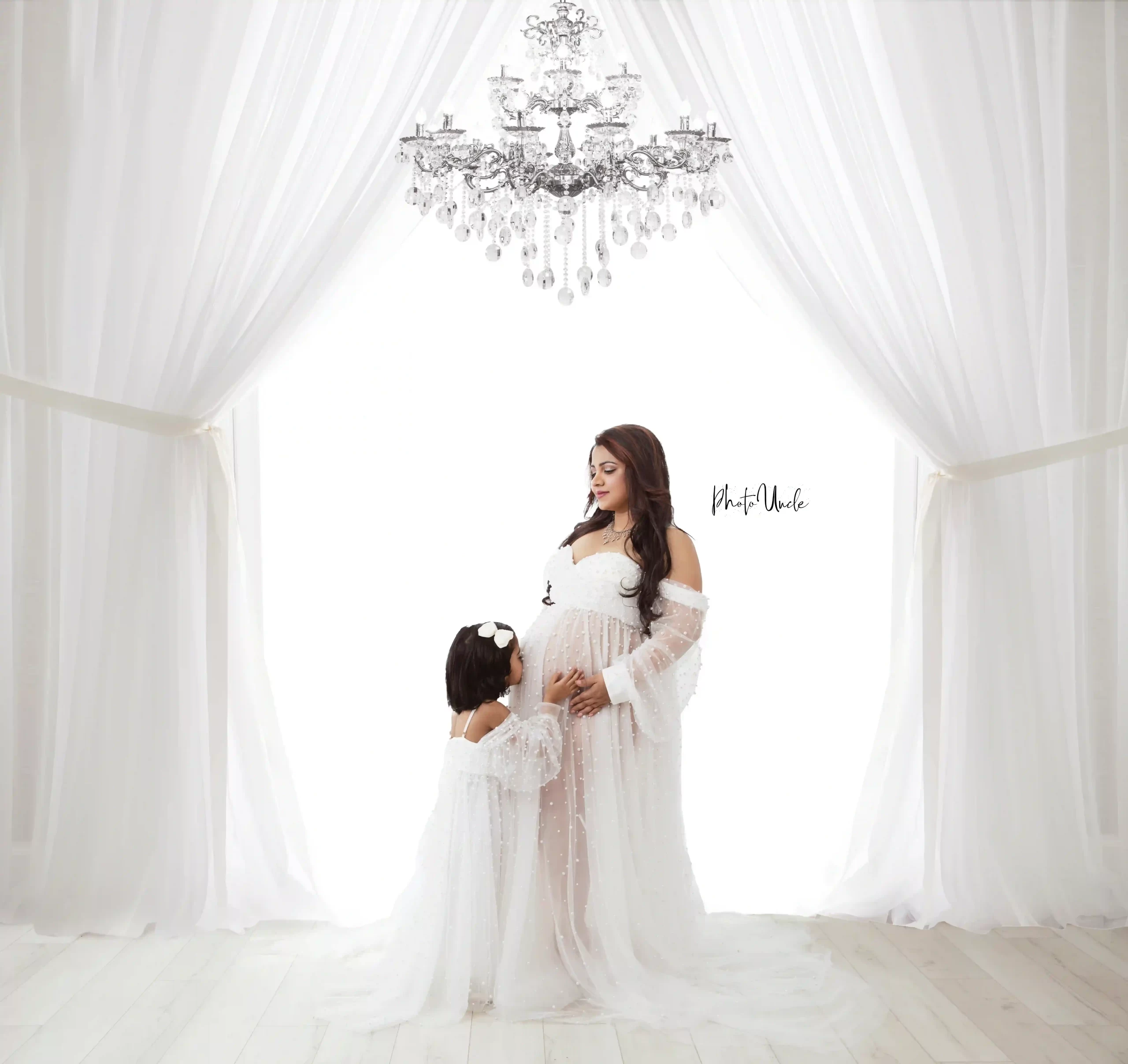 Stunning Off Shoulder Pearls twinning Maternity Dress Stunning Off Shoulder Pearls twinning Maternity Dress