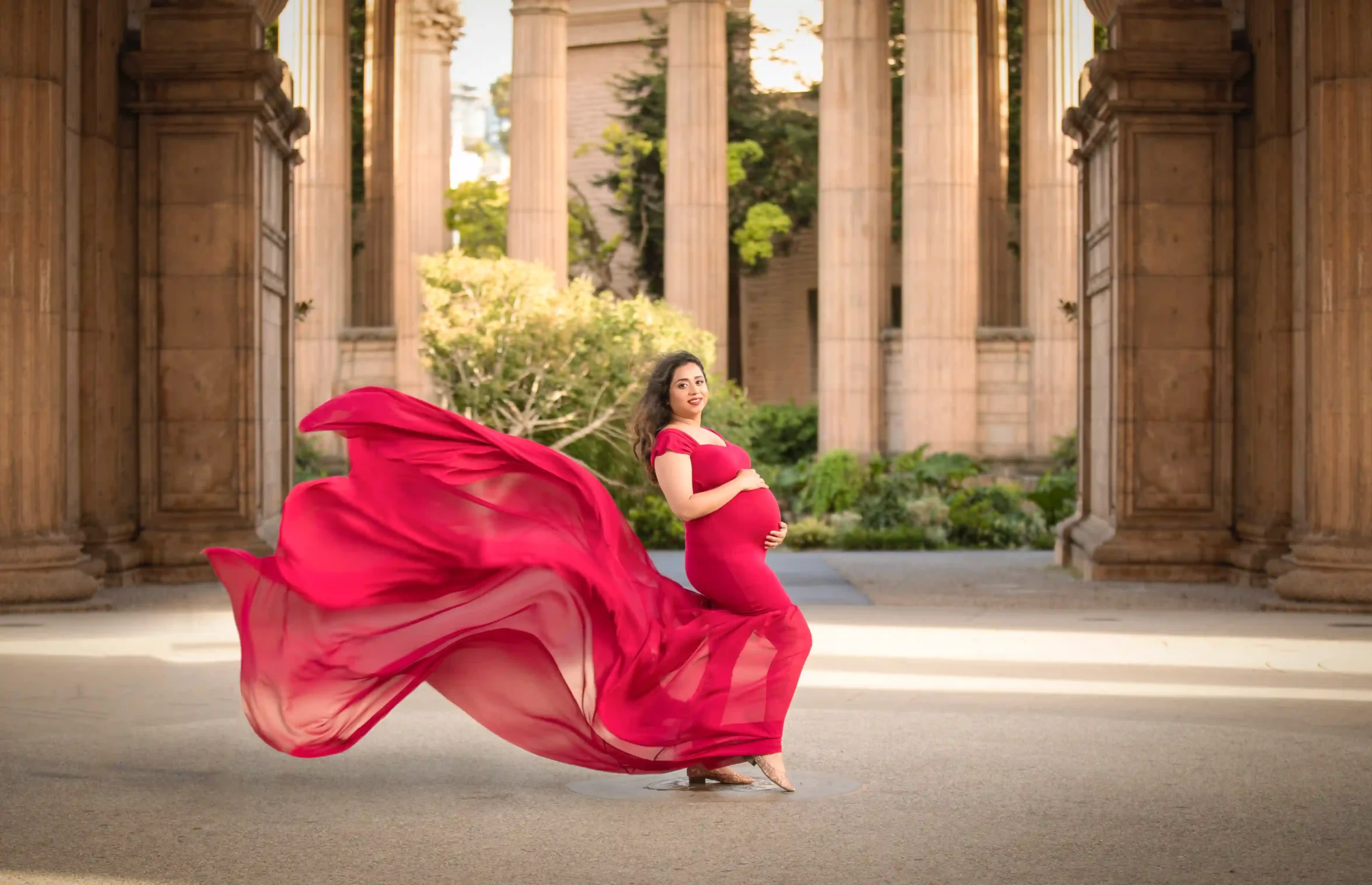 Ebony Red Sleeveless Maternity Dress for Expectant Mothers Photo Shoot Ebony Red Sleeveless Maternity Dress for Expectant Mothers Photo Shoot