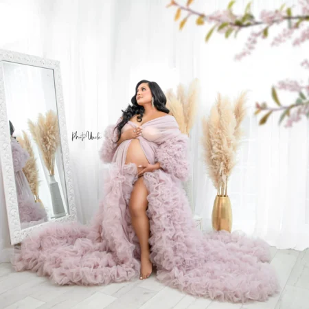 Pink Baby Shower Outfit Ideas Strapless Organza 3D Flowers Maternity Dress  Buy Now