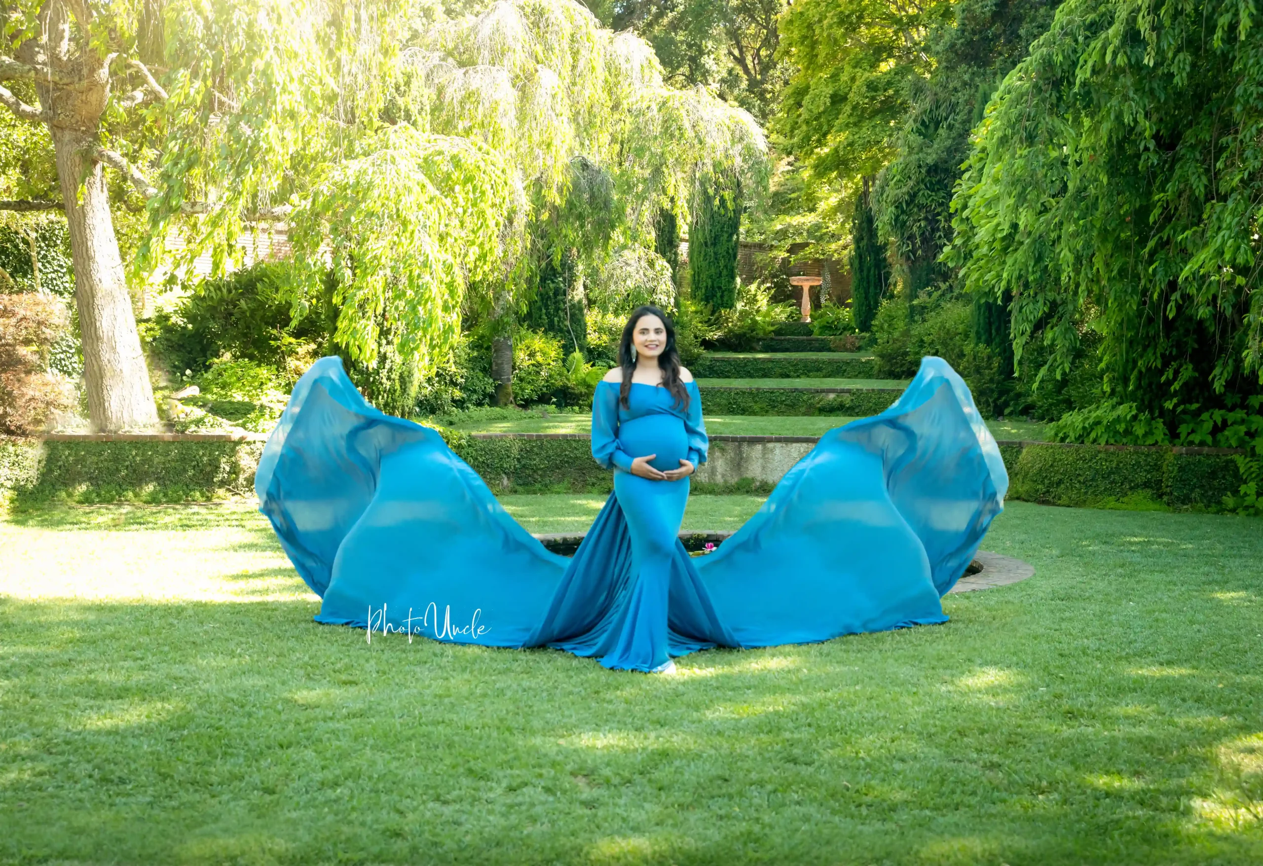 Sophisticated Maternity Fitted Gown with Train and Attached Chiffon Sophisticated Maternity Fitted Gown with Train and Attached Chiffon