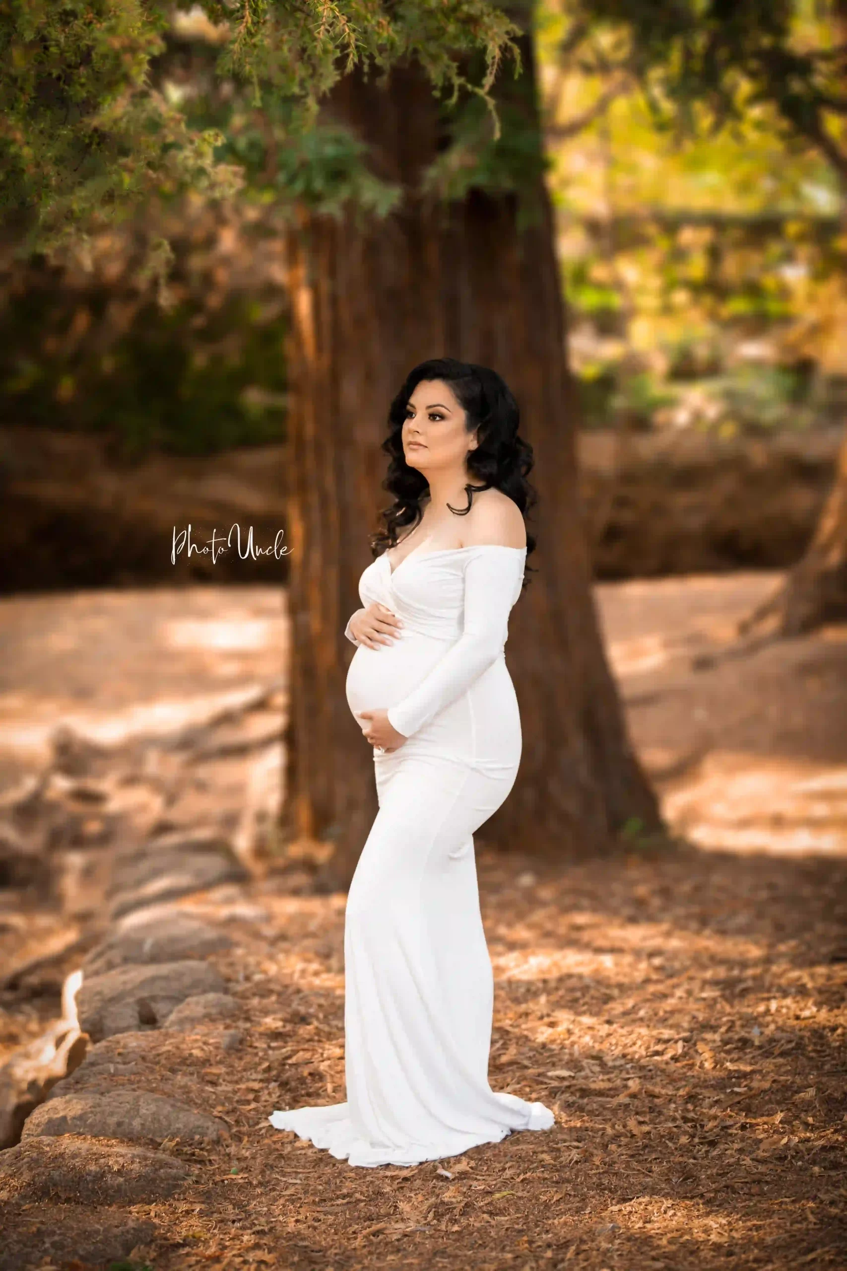 Graceful Off-Shoulder Slim-Fitted Elegant Maternity Dress